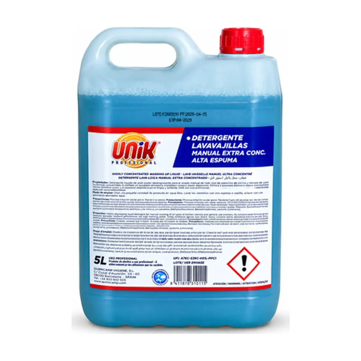 Lavavajillas Manual Extraconcentrado (5L) UNIK - Imagen 1
