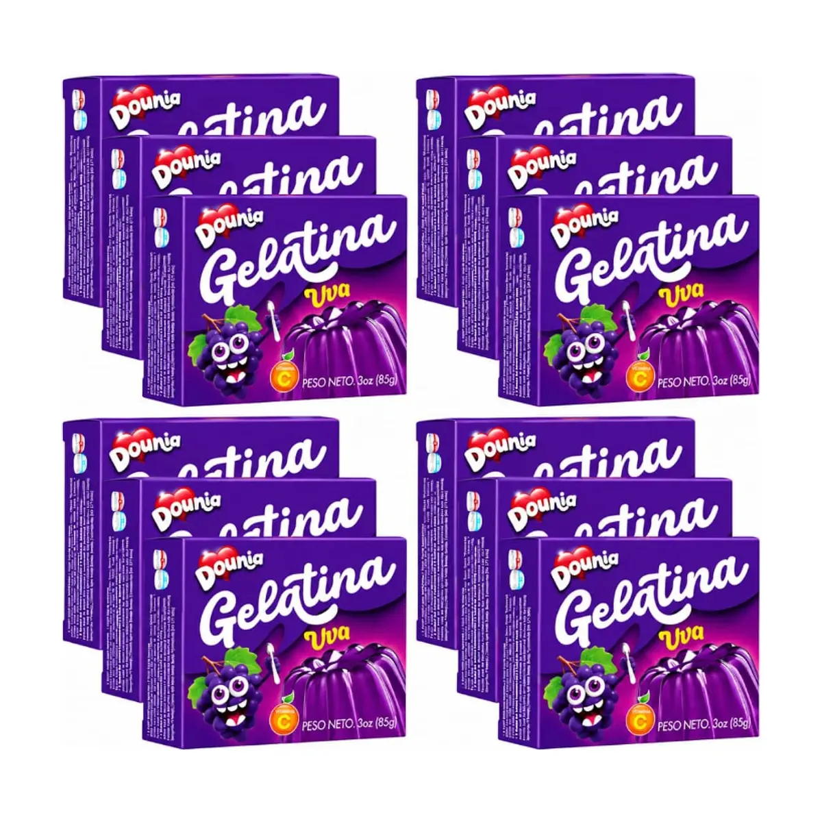 Gelatina con sabor a uva Dounia (12 x 85 g / 3 oz) - Imagen 1