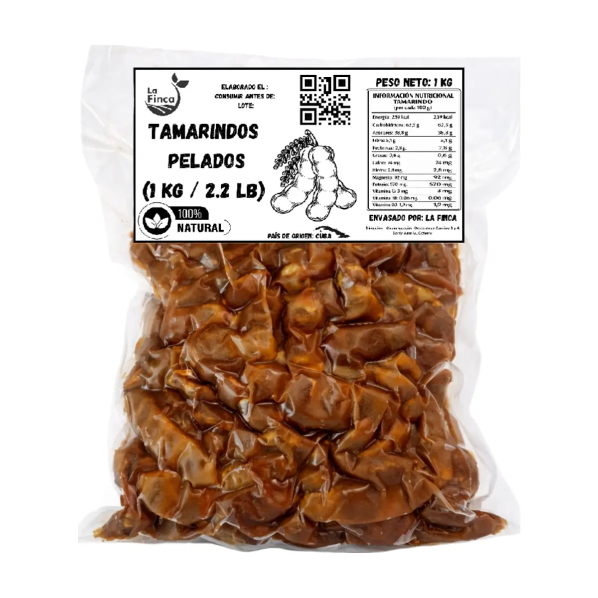 Tamarindos pelados La Finca (1 kg / 2.2 lb) - Miniatura 2