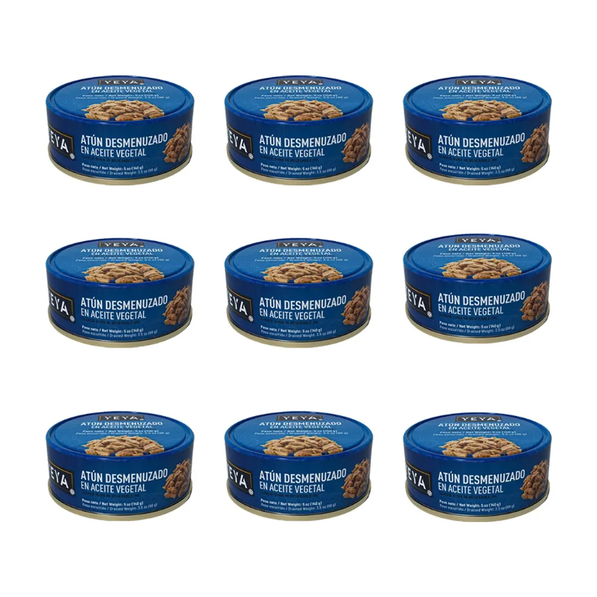 Atún desmenuzado en aceite vegetal YEYA (9 x 140 g / 5 oz)