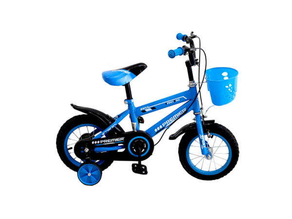 bicicleta pedal niño color azul con cesta para cuba