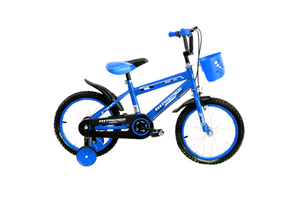bicicleta pedal niño color azul mediana con cesta para cuba