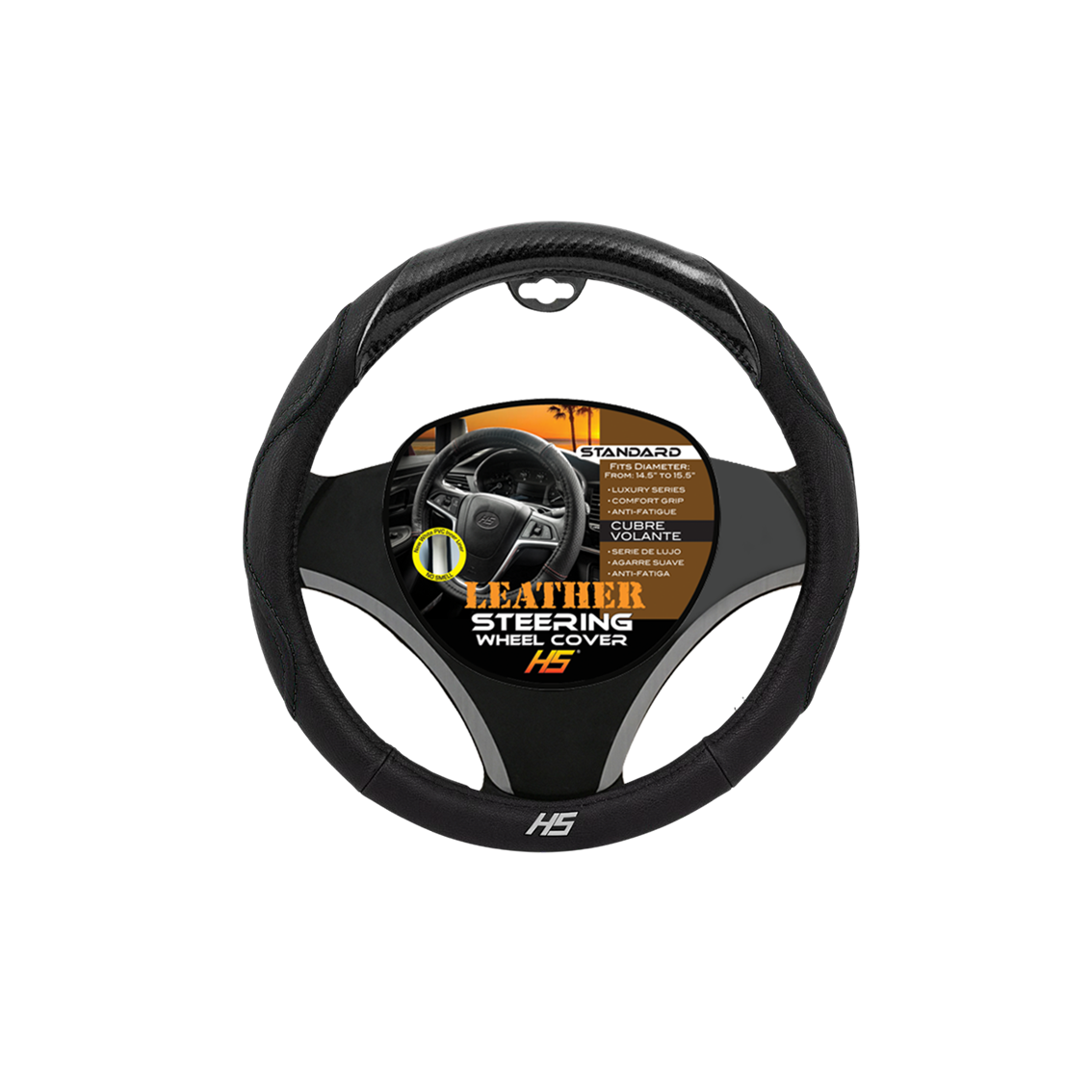 Funda Para Volante De Carro de Cuero 14,55”- 15,55´´ Marca HS - De