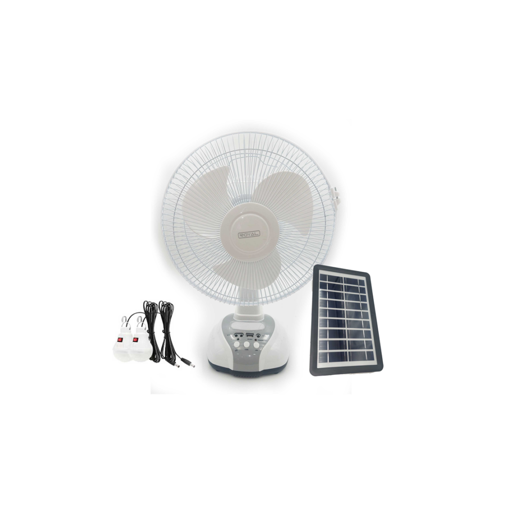 Ventilador Recargable 12 Con Panel Solar Marca Royal De Todo Para